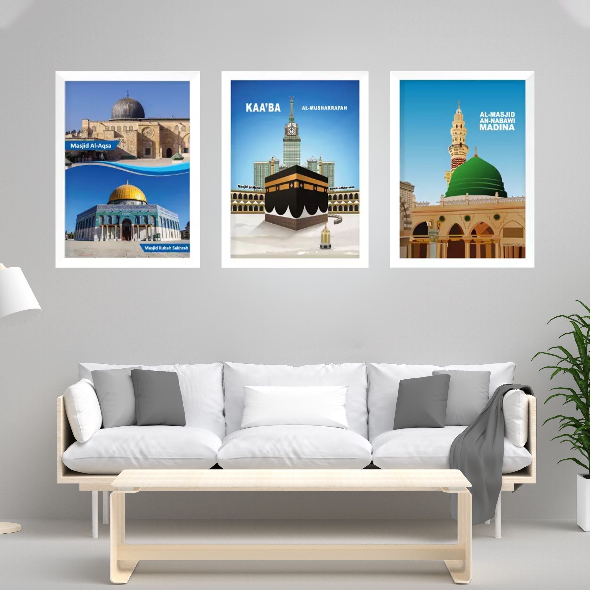 Kaaba, Masjid-e-Nabawi and Masjid-e-Aqsa Canvas Combo